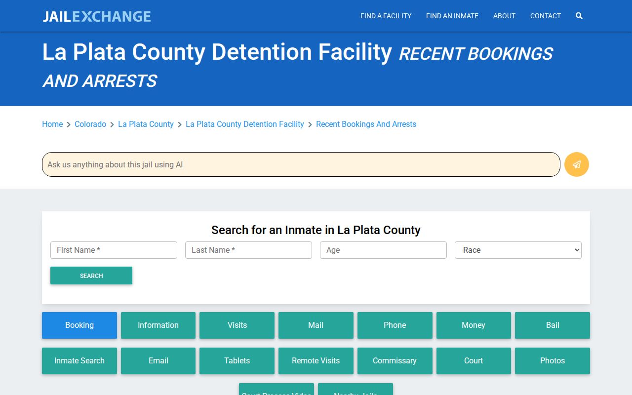 Unofficial La Plata County recent booking directory page